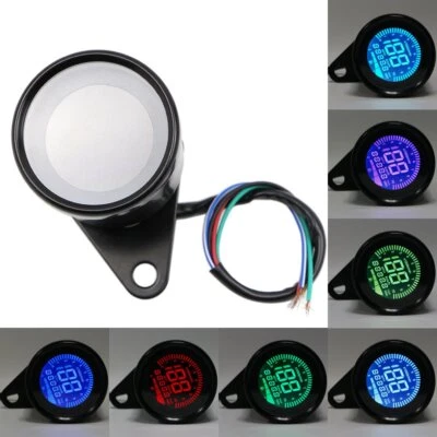 4-in-1 Motorcycle Speedometer Tachometer Odometer Fuel Gauge 12V Universal Black - Image 1 of 4