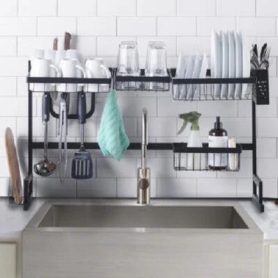Escurridor ajustable sobre el fregadero con ganchos para utensilios soporte para cubiertos Foto 1 de 4