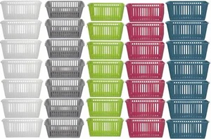 PLASTIC HANDY BASKET STORAGE TIDY ORGANISER PHARMACY SCHOOL HOME OFFICE - Picture 1 of 6