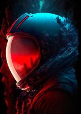 Astronaut Spaceman Space Painting Poster Print Wall Art Home Decor - A3 Size