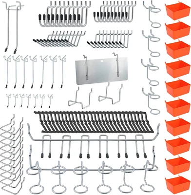 144pz Ganci per Pannello Forato per Organizzare Officina Strumenti e Attrezzi - Immagine 1 di 4