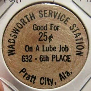 Estación de servicio Wadsworth de colección Pratt City, AL madera níquel - token Alabama - Imagen 1 de 2