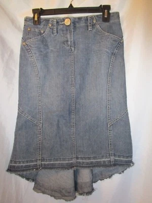 ~*Y2K Azul Asfalto AJUSTADO Lápiz Trompeta Alta Baja Vintage Sarga Vaquero FALDA 1 Foto 1 de 4