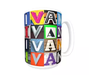 Taza/taza de café IVAN con el nombre en fotos de letras de letrero - Imagen 1 de 3