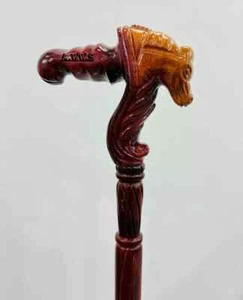 Beautiful Wooden Walking Stick Horse Design, Handcrafted / Carved Durable Cane - Picture 1 of 6