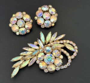Vintage Aurora Borealis Strass Clip auf Ohrringe Pin Set: Signiert Taylor Made - Bild 1 von 6