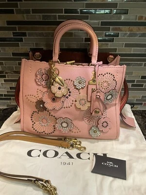 Coach 1941 Rogue 31 remache rosa de té piel de serpiente cuero granulado curtido 26890 Foto 1 de 4