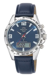 MASTER TIME Funk-Herrenuhr Sporty Big Date Leder Blau MTGA-10876-32L - Picture 1 of 3