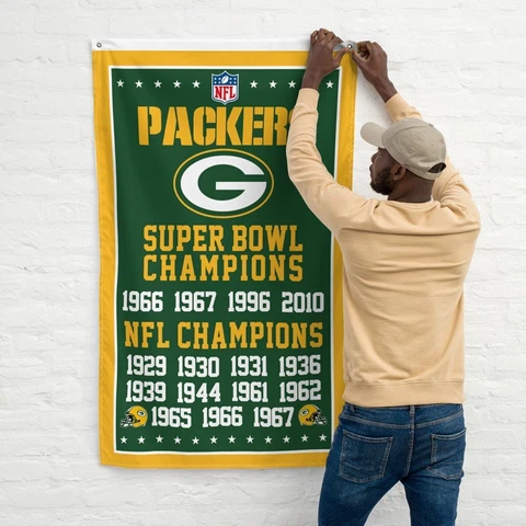 Premium Flag Green Bay Packers 3x5 ft Banner Rodgers NFL Super Bowl Champions Cover