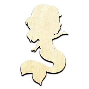 Baby Mermaid 1 – Laser Cut Out Unfinished Wood Shape Craft Supply - Picture 1 of 6