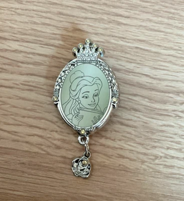DISNEY PRINCESS JEWELLED FRAME BEAUTY AND THE BEAST BELLE WITH ROSE DANGLE PIN - Image 1 of 2