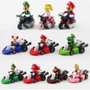 10pcs/set Super Mario Cartoon Pull Back Cars Racing game toy Luigi Action Figure - Picture 1 of 6