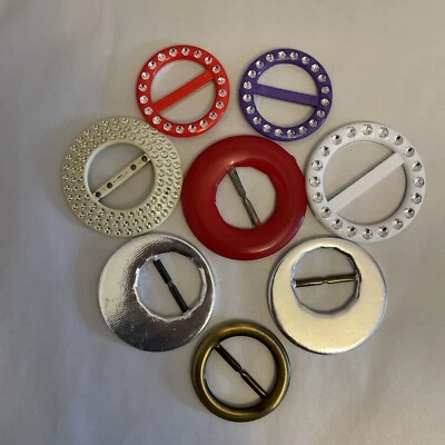 The Slide 1980's T-Shirt Tie Scarf Slide Belt Buckle plastic rhinestone lot of 8 - Image 1 of 4