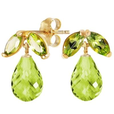 14K. SOLID GOLD STUD EARRING WITH NATURAL PERIDOTS (Yellow Gold) - Image 1 of 4