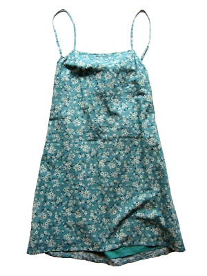 全新 American Eagle 亚麻棉绿色白色黄色雏菊背心懒人连衣裙 S — 第 1/4 张图片