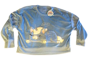 JUSTICE Girl 8 Blue Velour Fluffy Unicorn Siver Thread Accent Play Sleep Top NWT - Picture 1 of 7