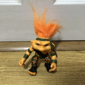 VINTAGE 1992 HASBRO "BATTLE TROLLS" CAMO Orange Hair ARMY TROLL Toy Doll - Picture 1 of 6