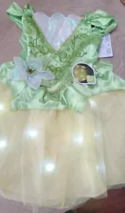 Disney Princess Tiana Costume LIGHTS UP Small 4-6X Princess and the Frog DEFECTS - Picture 1 of 22