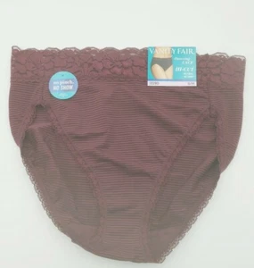 Vanity Fair Flattering Lace Brief Panty 13280 Size 6/M Maroon No Pinch No Show - Picture 1 of 7