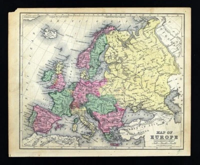 1868 Cowperthwait Map West Europe Spain France Portugal Holland Belgium Germany - Image 1 of 2