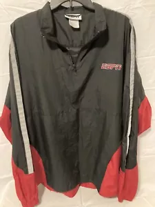 ESPN Sportscenter Mens Black Red Pullover 1/4 Zip windbreaker Extra Extra Large - Picture 1 of 11