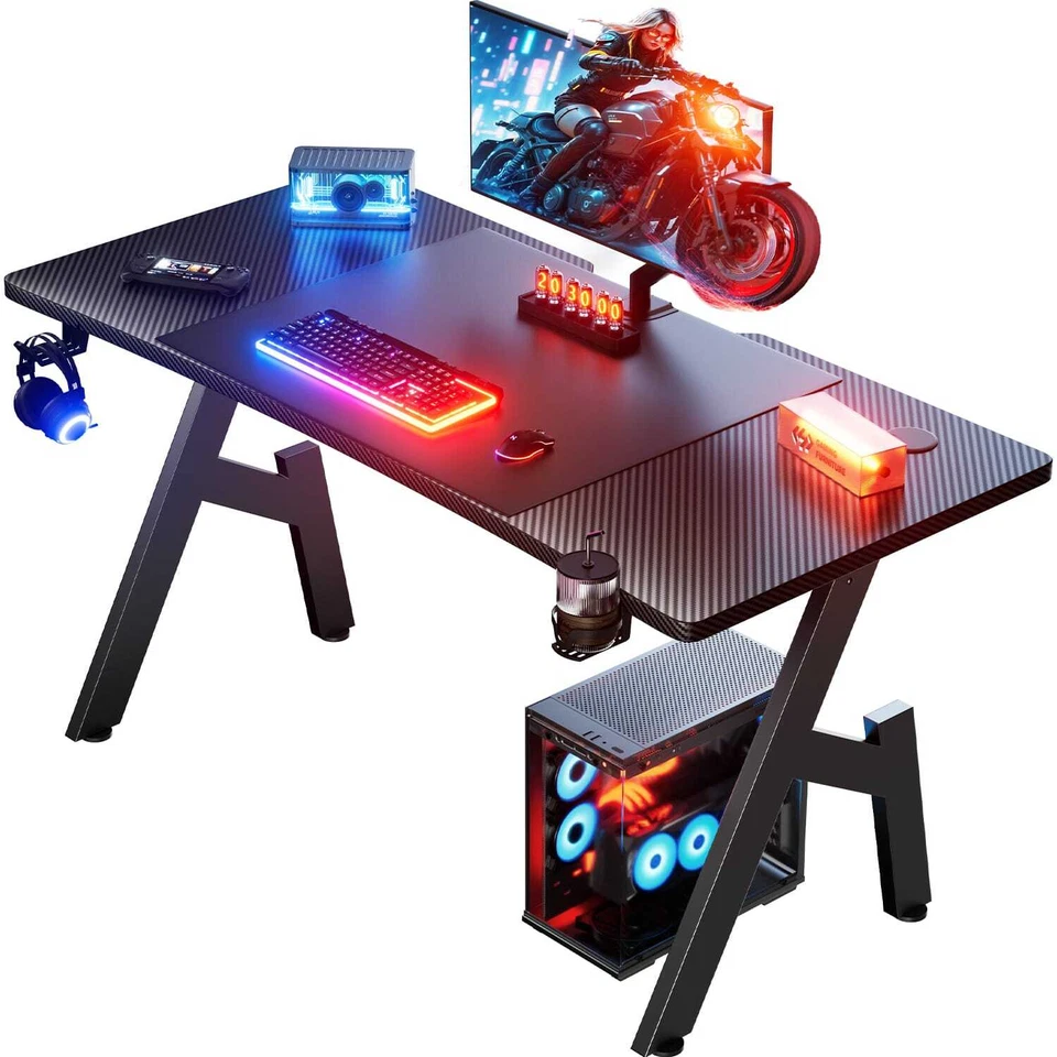 Gaming Schreibtisch, Gaming Tisch, Stabiler PC Tisch, Computertisch, Schwarz - Bild 1 von 4