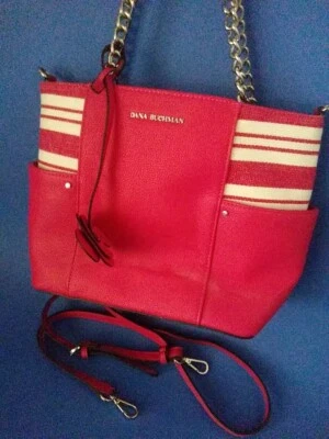Dana Buchman Hot Pink Shoulder Bag Two Slide Side Pockets Detach. Long Strap EC - Image 1 of 4