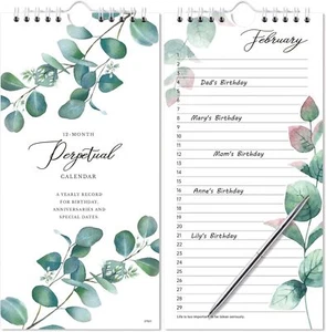 Perpetual Calendar - 12-Month Undated Calendar from Jan. to Dec., 5'' X10'' Perp - Picture 1 of 3