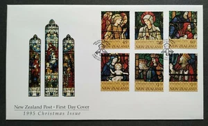 1995 New Zealand Christmas Celebration Stained Glass 6v Stamps FDC - Picture 1 of 3