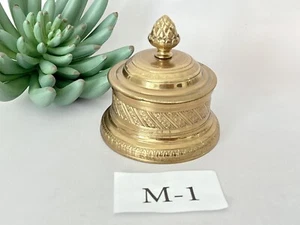 Antikes Bronze Messing Tintenfass mit Original Glaseinsatz Atemberaubend! Ätzdesign - Bild 1 von 7