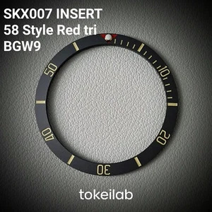 Bezel Insert Black SKX007 Ceramic (58 style) Sloped Red Triangle BGW9 PIP / Matt - Picture 1 of 1