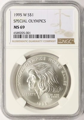 1995-W Special Olympics $1 Commemorative Silver Dollar NGC MS69 - Image 1 of 2