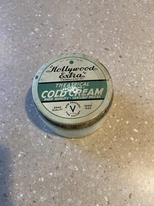 Vintage Advertising Hollywood Extra Theatrical Cold Cream 8oz Size Glass Jar - Picture 1 of 5