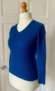 Adrienne Vittadini Blue V-neck Pure Cashmere Pullover Size S - Picture 1 of 7