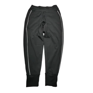 Athleta Pants Womens Small Black Joggers Zip Pockets White Piping Stretch Trim - Picture 1 of 11