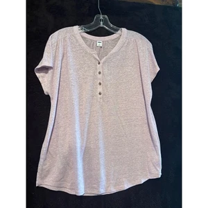 Old Navy Damen Top Knopfleiste Lavendel Freizeit Kurzarm Leinenmischung - L - Bild 1 von 7