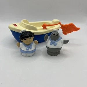 RARE Vintage 1996 Fisher Price Little People Petmobile Speedboat Sailor Girl & Seal - Bild 1 von 13