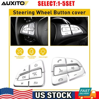 Borde plateado botón volante para Benz GLC C Clase W205 2015-2018 12-60X Foto 1 de 2