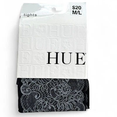 Hue Womens Printed Lace Tights Size M/L Black - Image 1 of 4