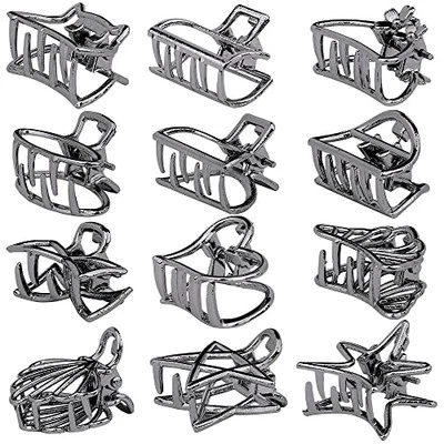 Small Metal Non-Slip Hair Claw Clips and Clamps - Mini Hair Accessories Black - Image 1 of 4