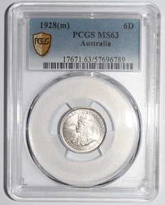 1928 Australia 6 Pence PCGS MS63 - Picture 1 of 4