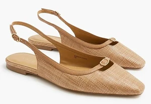 J. Crew Factory gewebte Damen-Slingback-Flats Größe 8 Juni durchbrochene Zehenpartie hellbraun - Bild 1 von 9