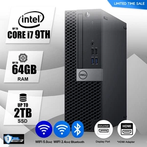 DELL Desktop Computer PC Up to i7 9TH, 64GB RAM, 2TB SSD,  Windows 10/11,WIFI - Picture 1 of 5