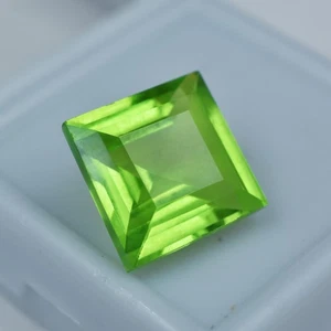 Square Cut 9.75 Ct Natural Green Peridot CERTIFIED Loose Gemstone Best For Ring - Picture 1 of 7