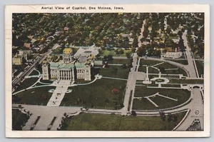 Des Moines Iowa IA Aerial View of Capitol Building 1926 Postcard - Picture 1 of 2