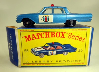 Matchbox RW 55B Ford Fairlane Police Car blau schwarze Räder perfekt in "D" Box - Bild 1 von 4