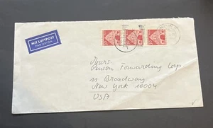 WW2 WWII German Bundespost Air Mail Berlin To New York Post War Cover W 3 Stamps - Picture 1 of 2