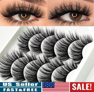 5 Pairs 3D False Eyelashes Mink Wispy Cross Pop Long Thick Soft Fake Eye Lashes - Picture 1 of 15
