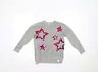 F&F Girls Grey Crew Neck Acrylic Pullover Jumper Size 9-10 Years Pullover