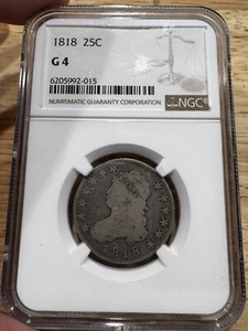 1818 Capped Bust Quarter NGC G4, 5992-015, Free Shipping - Picture 1 of 2